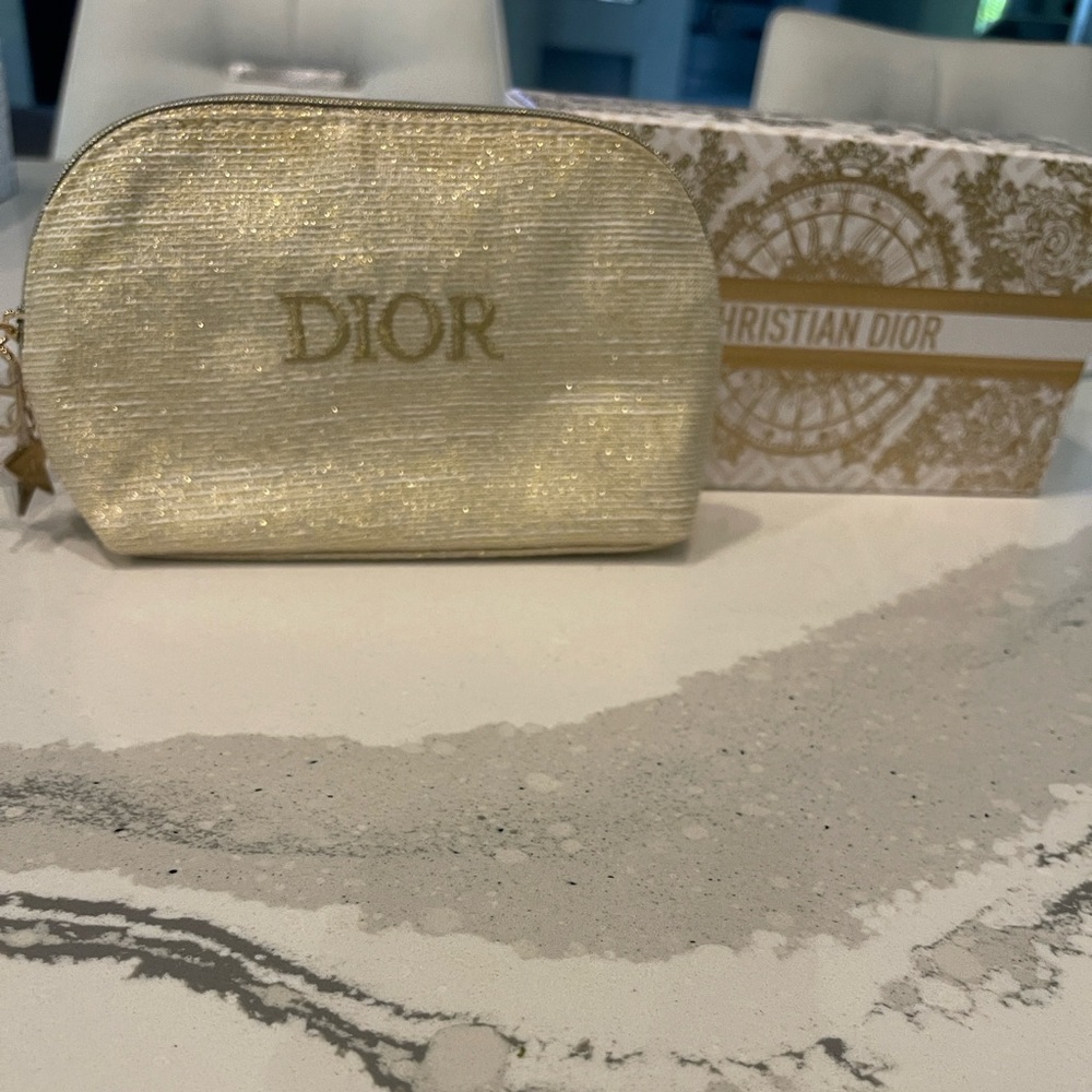 NWB Dior Shimmering Gold Makeup Pouch/ GWP